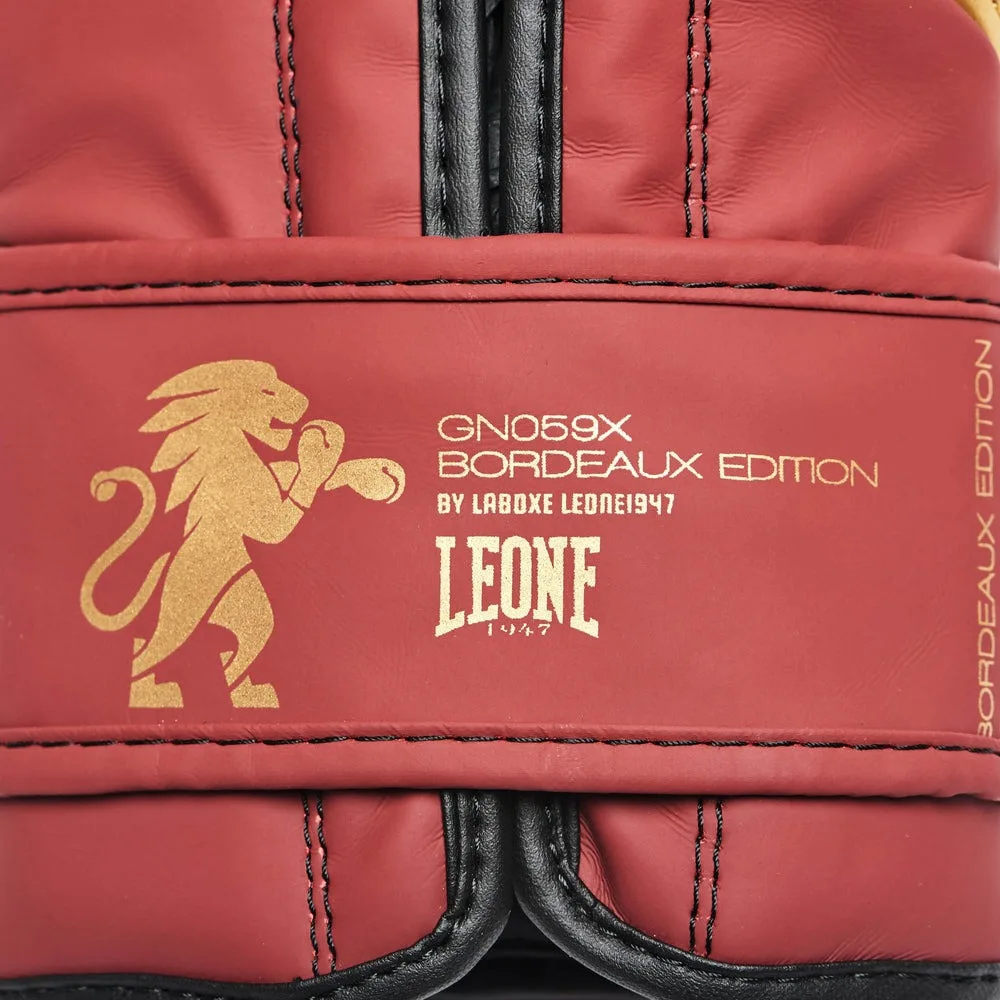 Боксерські рукавиці Leone штучна шкіра 14 унцій бордові з капою в комплекті