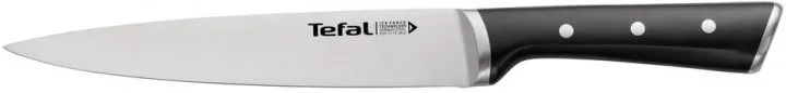 Кухонний ніж для приготування їжі Tefal Ice Force, 20 см, з нержавіючої сталі, пластиковою ручкою, чорного кольору.