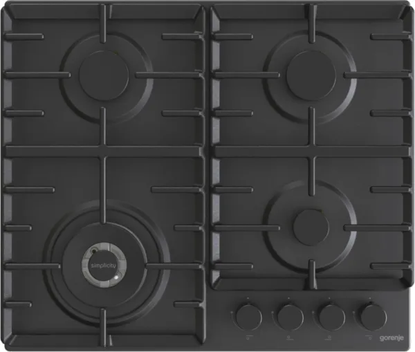 Газова варильна поверхня Gorenje Нержавіюча сталь 60х13х52 см Чорна 4 конфорки