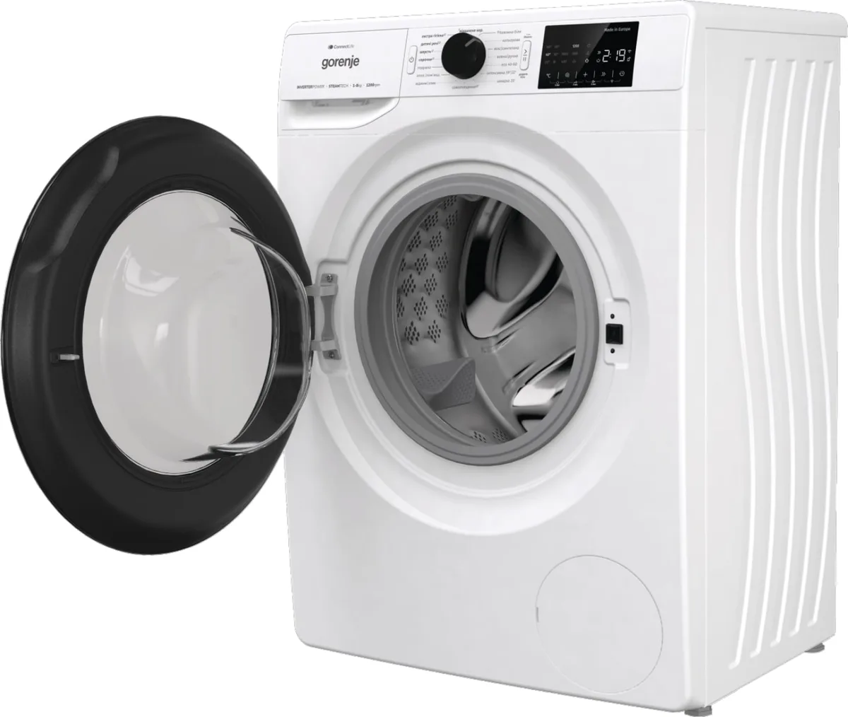 Фронтальна пральна машина Gorenje, 8 кг, 1200 об/хв, клас енергоефективності A+++, 46,5 см, з дисплеєм, інверторним двигуном, функ