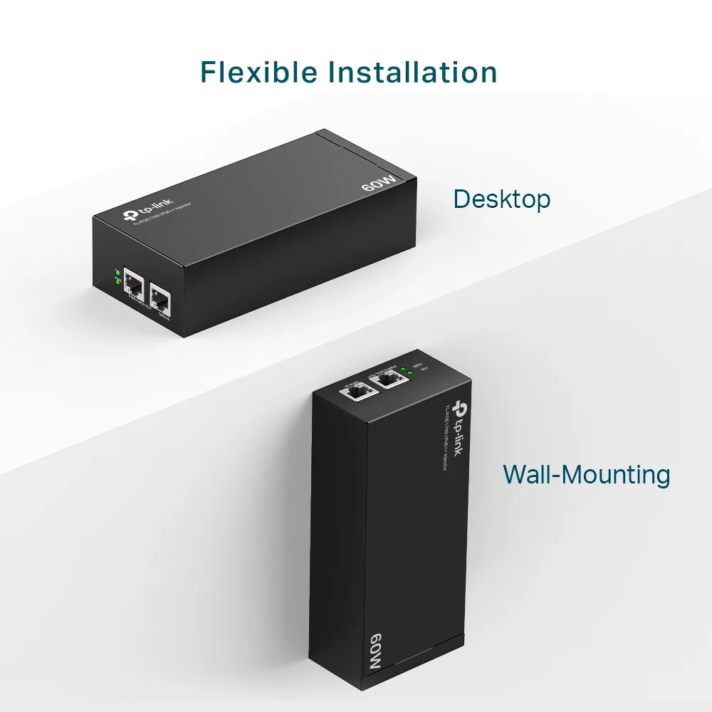 Инжектор PoE TP-LINK POE170S 1xGE, 1xGE PoE, 60Вт