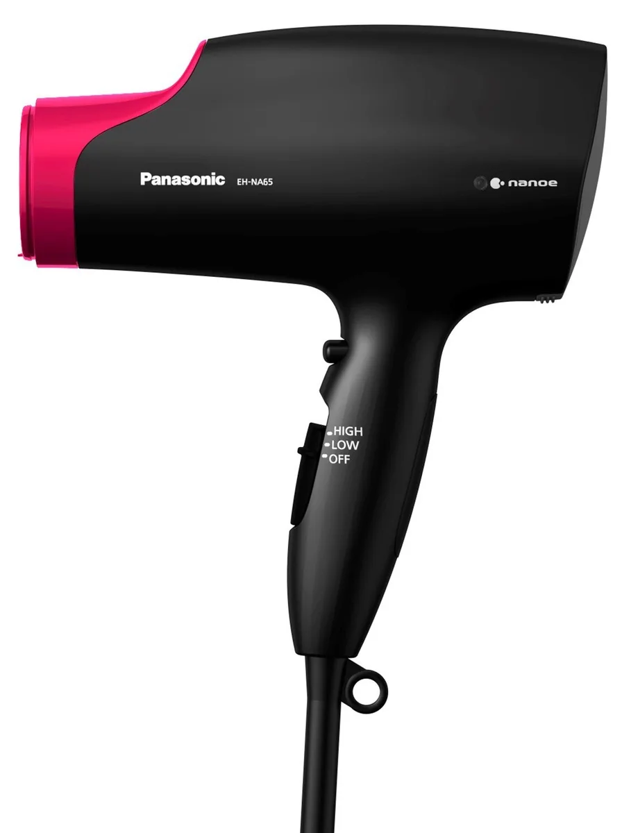 Фен Panasonic, 2000Вт, 4 швидкості, дифузор, іонізація, холодний обдув, чорний з рожевими акцентами.