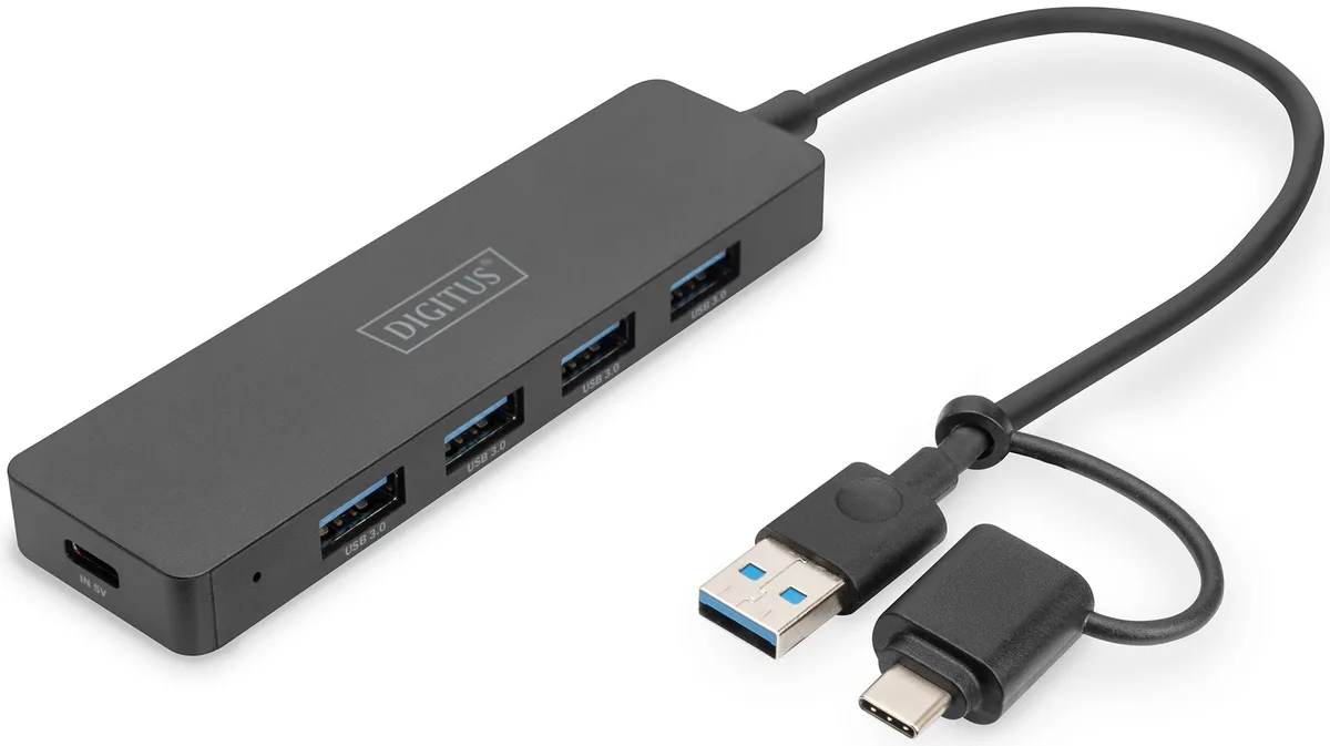 Хаб DIGITUS USB 4 порти 0,2 м чорний