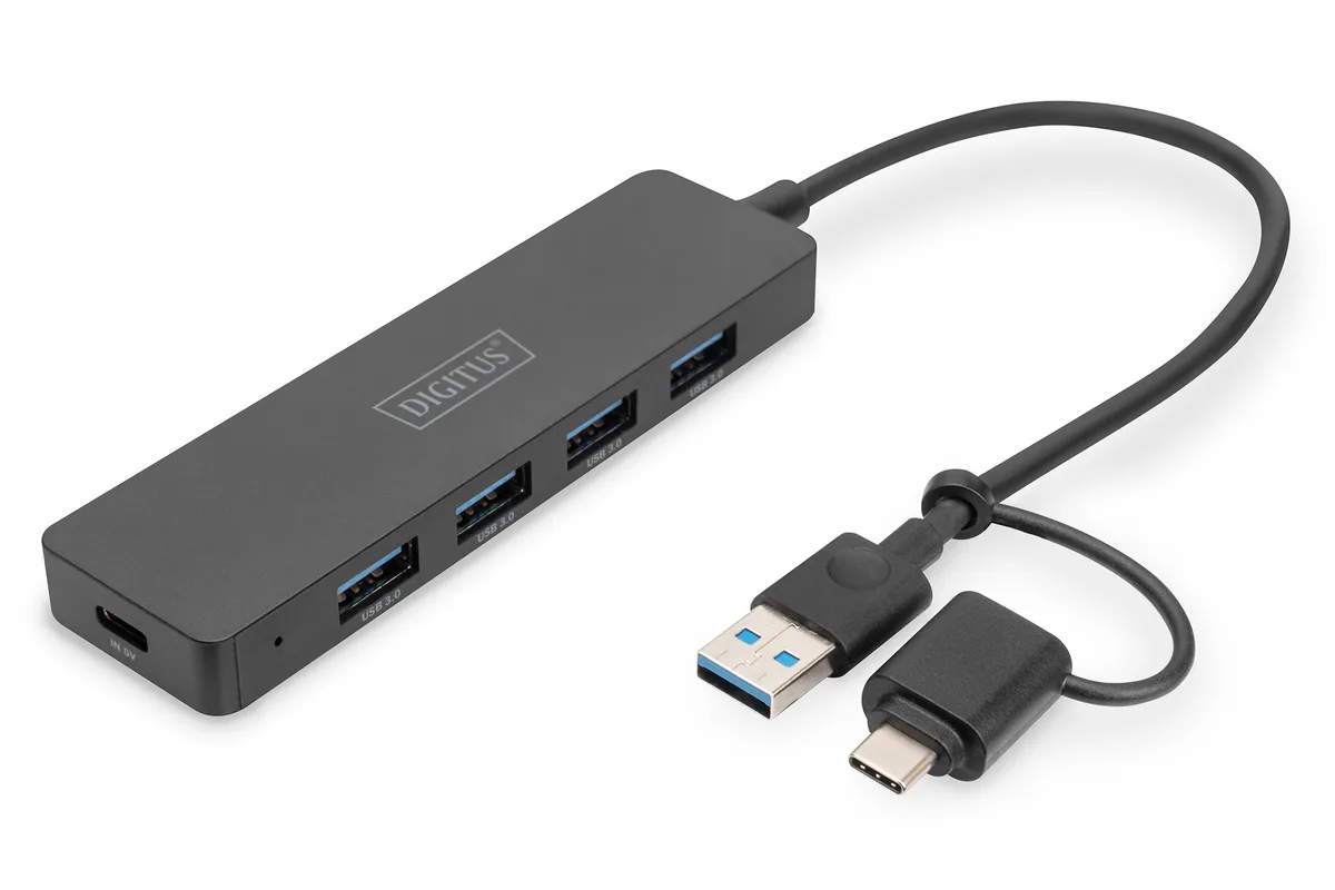 Хаб DIGITUS USB 4 порти 0,2 м чорний