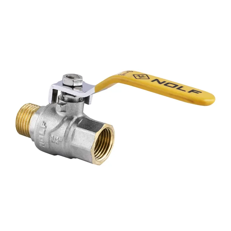 Кран шаровый NOLF латунь 1/2" жёлтый рычаг