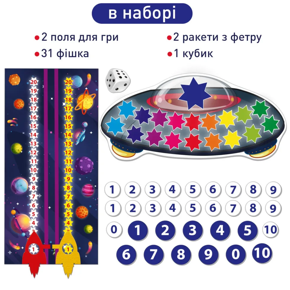 Развивающая игра Космоматематика 2в1 фетр 34х23х4 см разные цвета