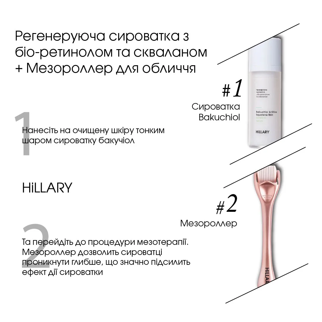 Регенеруюча сироватка з біо-ретинолом та скваланом + Мезороллер для обличчя