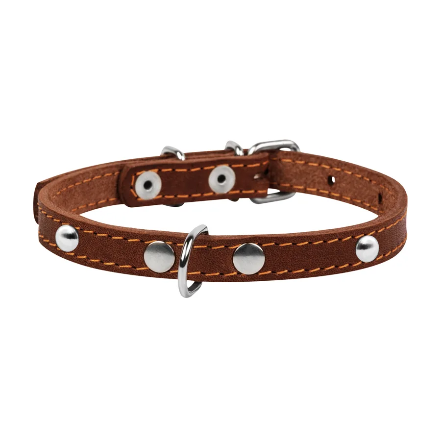 Нашийник одинарний CoLLaR 14 мм шкіра коричневий XS2 27-35 см