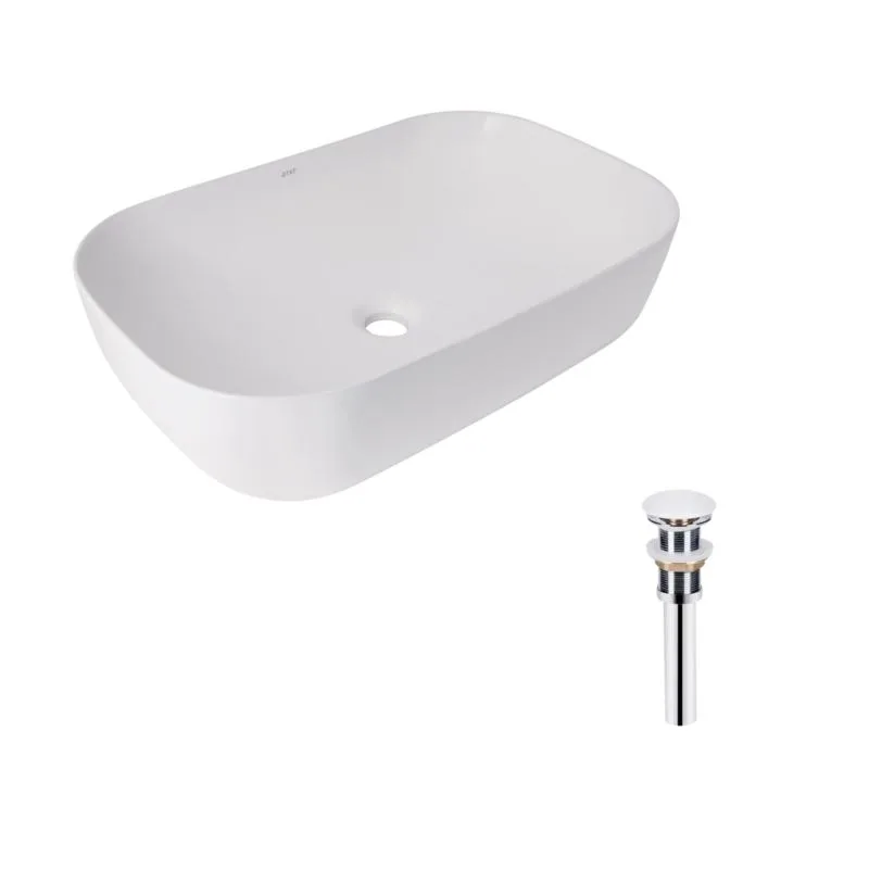 Раковина накладна Qtap Robin 600x390 мм кераміка біла з донним клапаном PU02