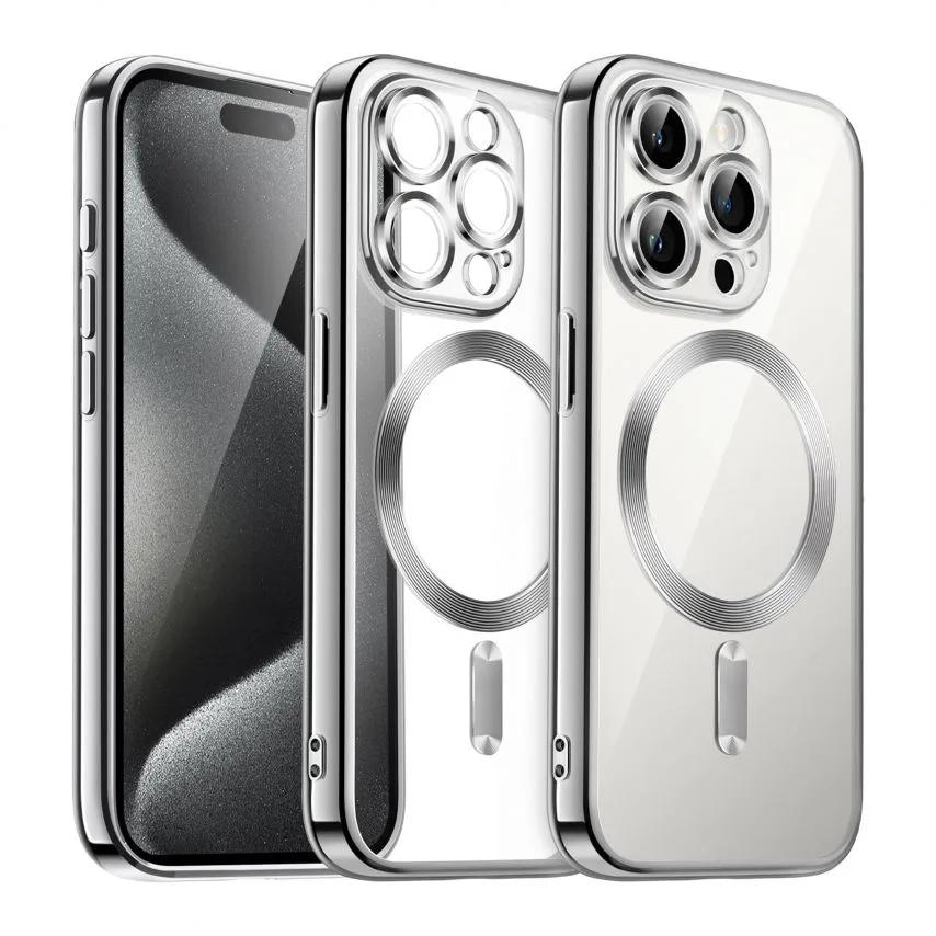 Чохол MagSafe для iPhone 12 Pro Max пластик силікон срібний