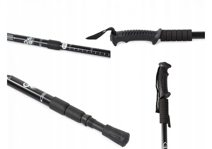 Палка для скандинавської ходьби EasyFit алюміній 135 см чорна