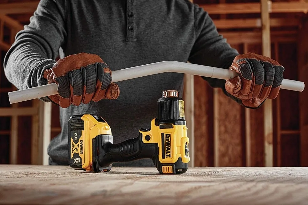 Фен будівельний DeWalt акумуляторний 18В 290-530°C 190л/хв чорний жовтий