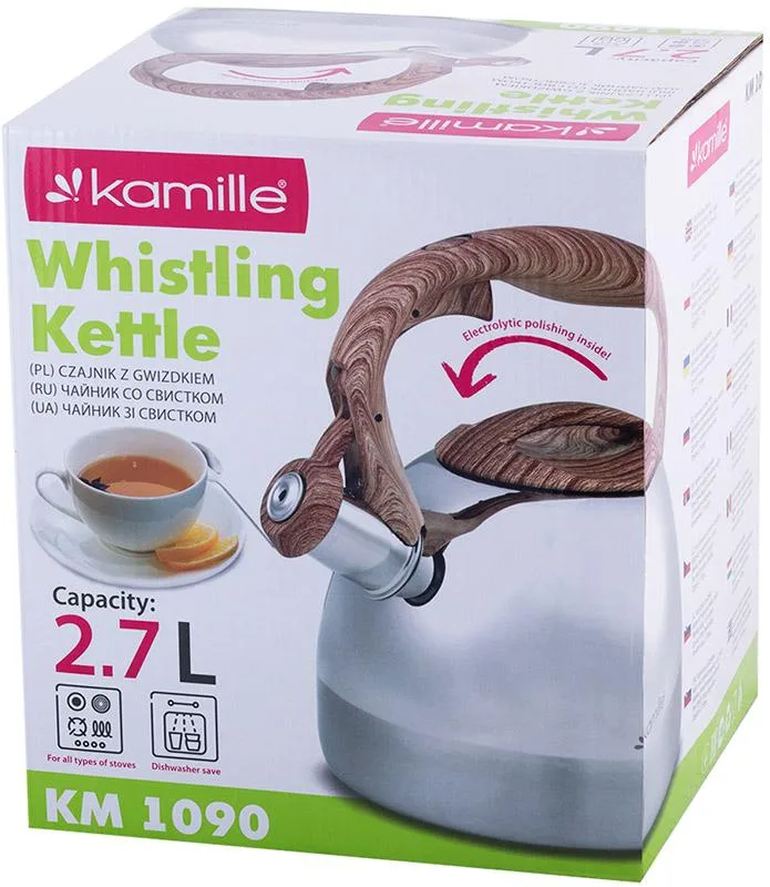 Чайник Kamille Whistling Kettle 2,7л из нержавеющей стали со свистком