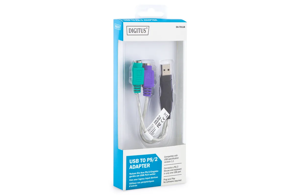 Адаптер DIGITUS USB 1.1 - 2xPS/2, M/F