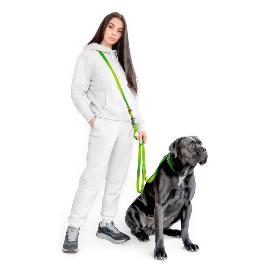 Повідець-перестібка WAUDOG Nylon Mono 20 мм 300 см Нейлон Світловідбивний Салатовий