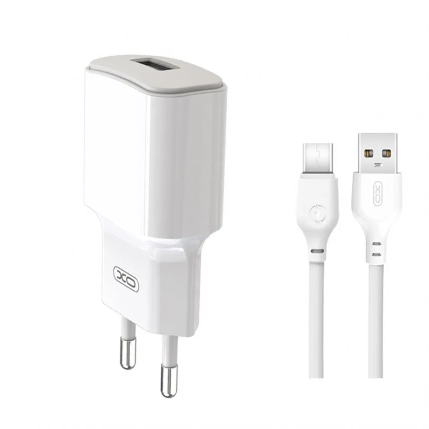Зарядний пристрій XO 12W 1USB 2.4A з кабелем Type-C 1м Білий