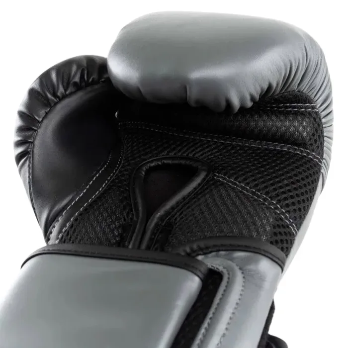 Боксерські рукавиці Everlast 100% поліуретан 16 унцій сірі чорні унісекс