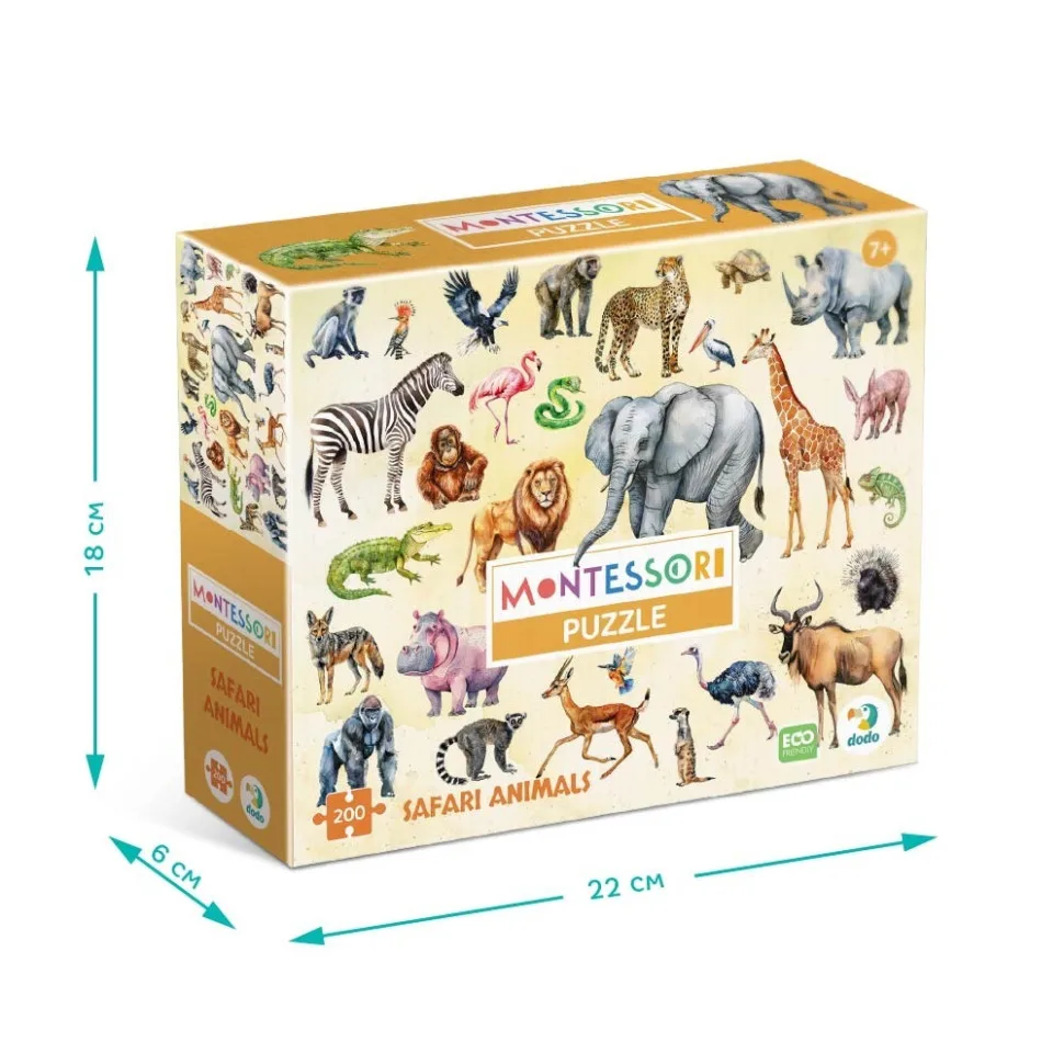 Детский пазл DoDo Toys 200 элементов из экологичных материалов Животные сафари
