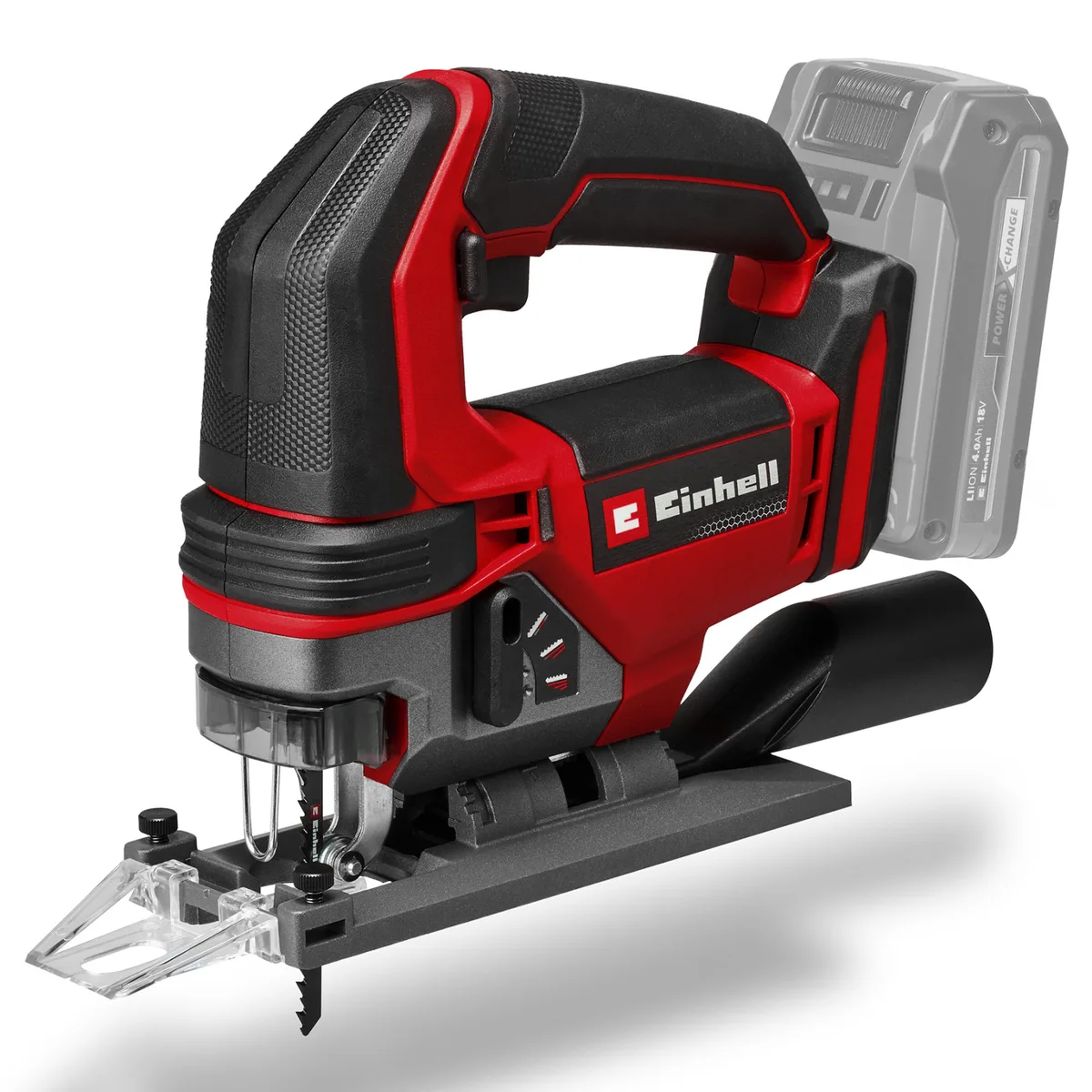 Акумуляторний лобзик Einhell TE-JS 18/100 Li - Solo PXC 18В, 3000 об/хв, хід 26 мм, вага 1.87 кг (без батареї та зарядного пристро