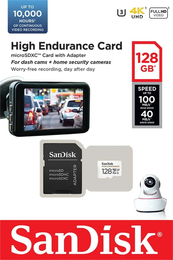 Карта пам'яті SanDisk microSD 128GB UHS-I U3 V30 High Endurance