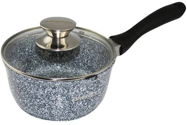 Ковш Ofenbach алюмінієвий 1,35 л індукційний Snow Marble з кришкою скляною 16 см