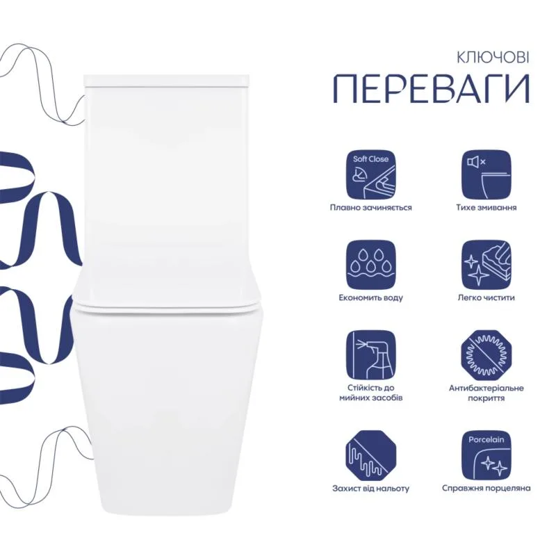 Унітаз-компакт безободковий Qtap Crow Eco 640x360x835 мм кераміка білий