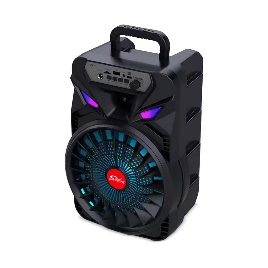 Портативная колонка Bluetooth 20W черная 243х190х346 мм с микрофоном и подсветкой.