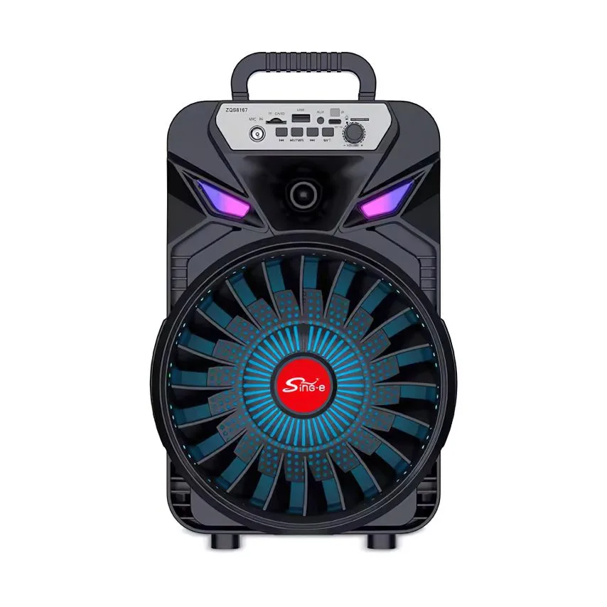Портативная колонка Bluetooth 20W черная 243х190х346 мм с микрофоном и подсветкой.