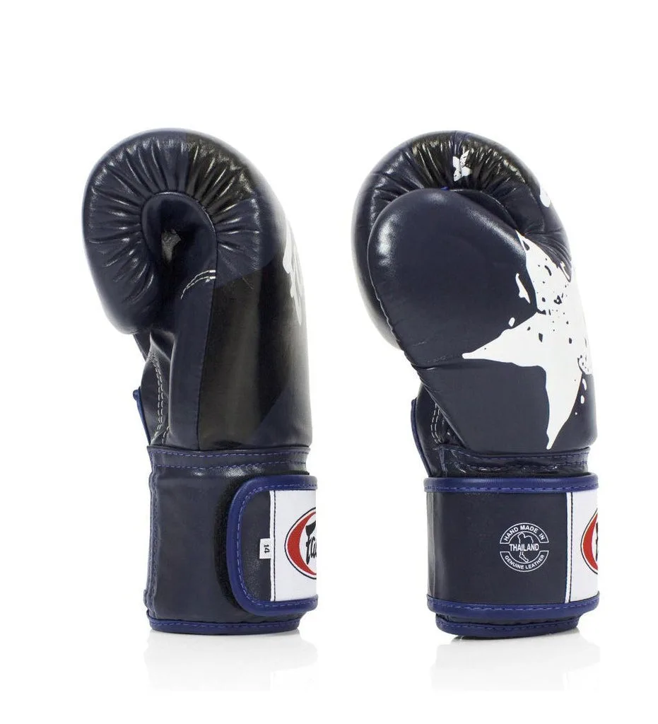 Боксерські рукавиці Fairtex натуральна шкіра 14 унцій сині