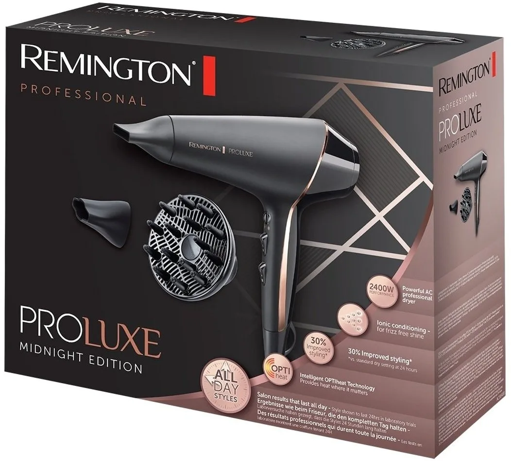 Фен Remington 2400 Вт чорний з дифузором і іонізацією