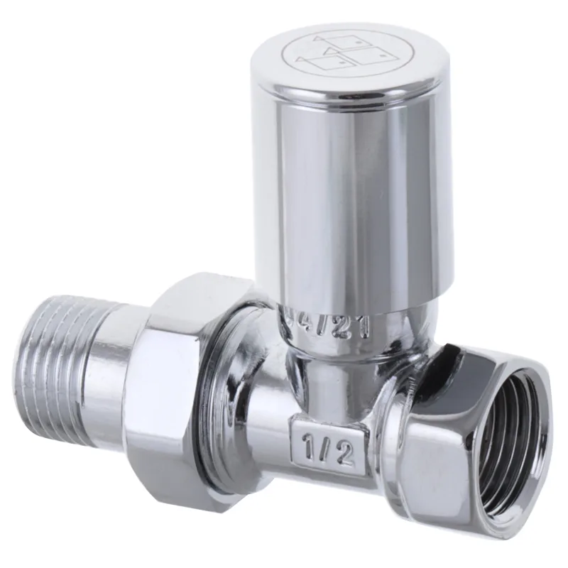 Кран Koer 1/2" для рушникосушки прямий металевий хромований