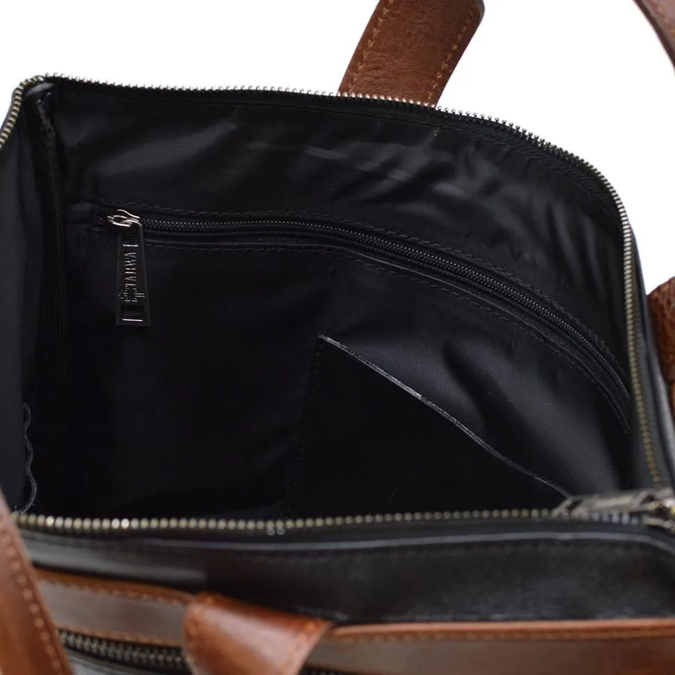 Сумка папка для документов А4 TARWA черная натуральная кожа для мужчин портфель для ноутбука до 13 дюймов