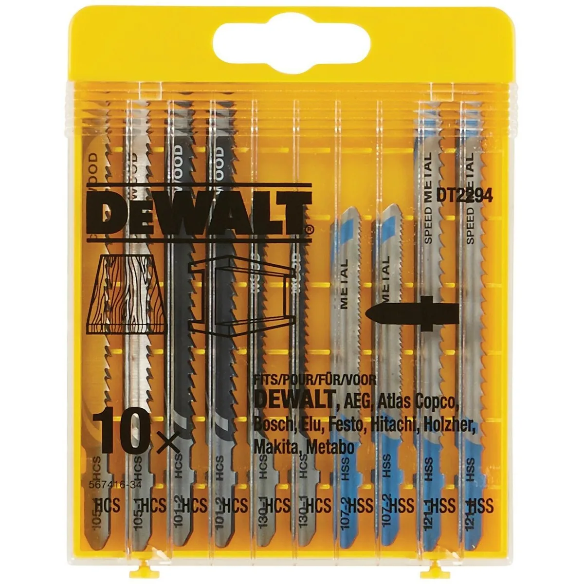Набір пилок для електролобзика DeWalt по дереву та металу, 10 штук.