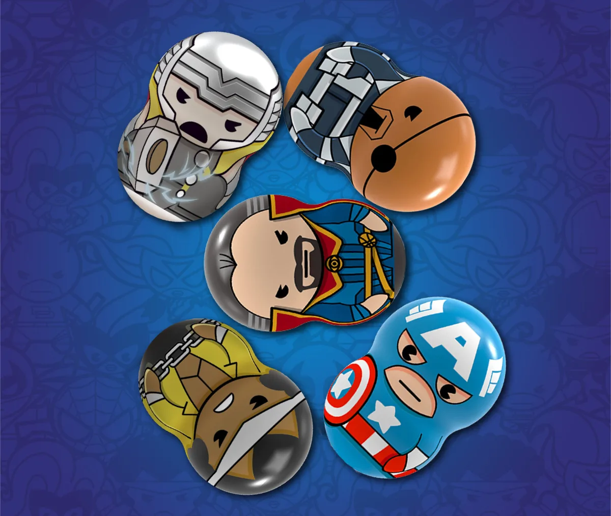 Магнитные фигурки Marvel Wooblies с пусковым устройством 195х140 мм пластик 2 шт