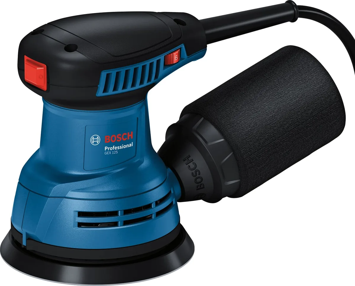 Эксцентриковая шлифмашина Bosch Professional GEX 125, 250 Вт, 125 мм, 7500-12000 об/мин, вес 14 кг