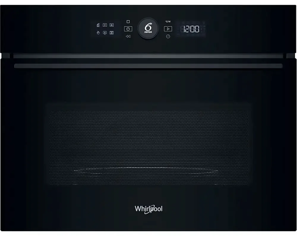 Електрична компактна духова шафа Whirlpool, 40л, з дисплеєм, конвекційним приготуванням та функцією мікрохвиль, чорного кольору.