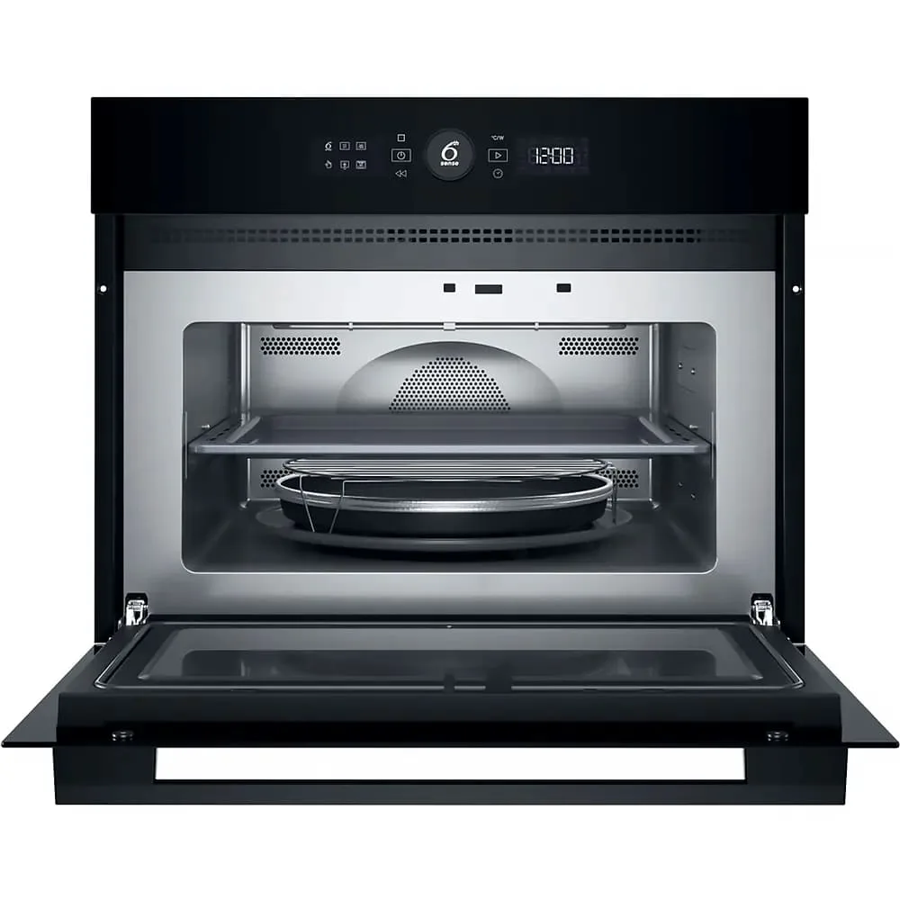 Електрична компактна духова шафа Whirlpool, 40л, з дисплеєм, конвекційним приготуванням та функцією мікрохвиль, чорного кольору.