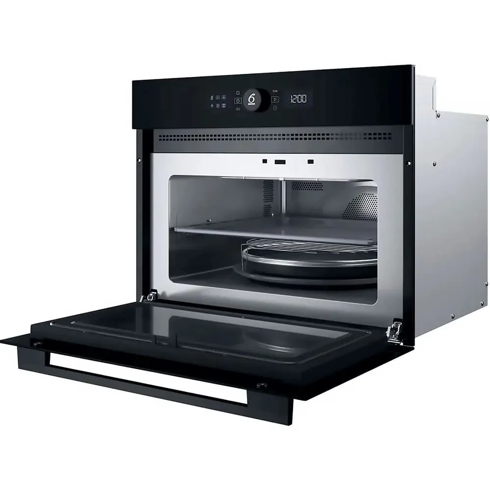 Електрична компактна духова шафа Whirlpool, 40л, з дисплеєм, конвекційним приготуванням та функцією мікрохвиль, чорного кольору.