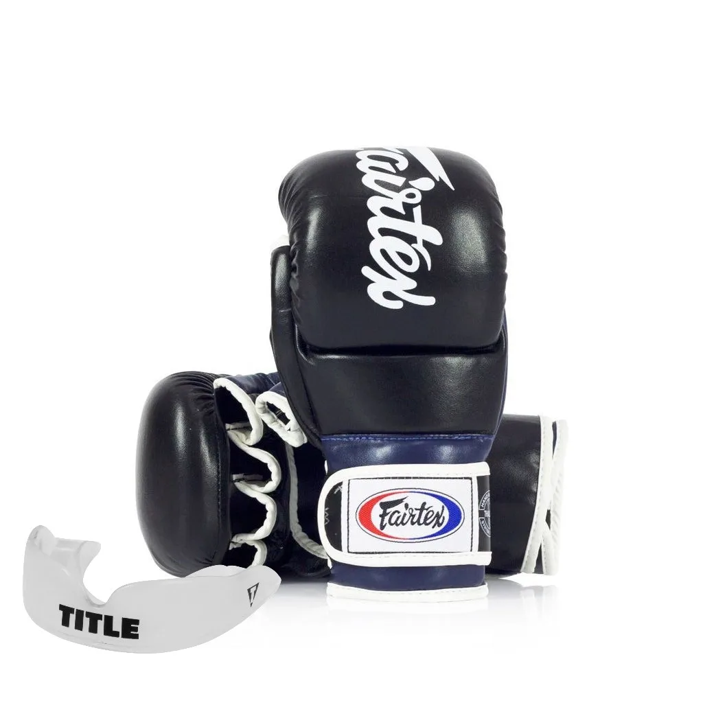Рукавиці для ММА Fairtex натуральна шкіра L чорні сині
