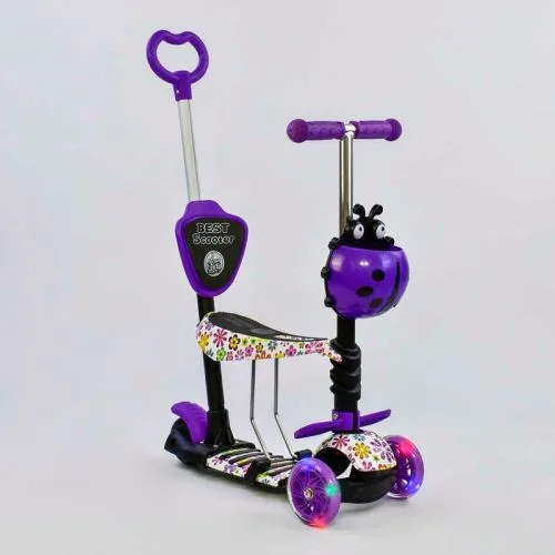 Самокат Best Scooter 5в1 с подсветкой колес для детей с ручкой родительского контроля.