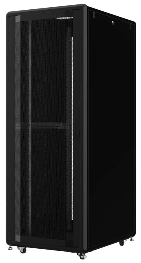 Шкаф MIRSAN 19", 42U, GTS, перфорация 63%, 800x1000 мм, максимально 2000 кг, черный.