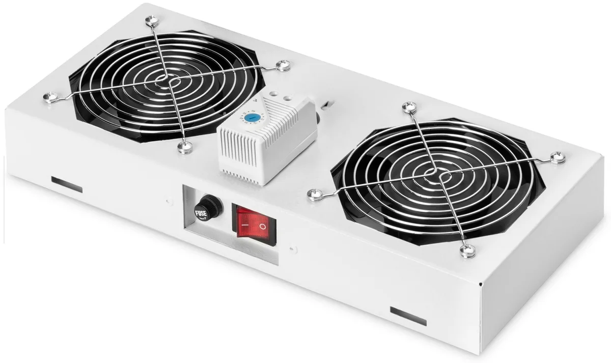 Блок вентиляторів DIGITUS 19" Roof Wall Mount, 2 fans, thermostat, RAL 7035