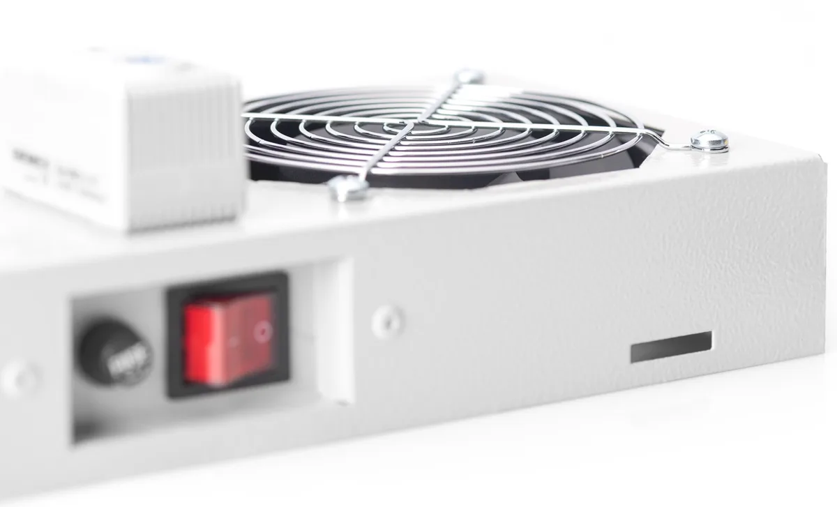 Блок вентиляторів DIGITUS 19" Roof Wall Mount, 2 fans, thermostat, RAL 7035