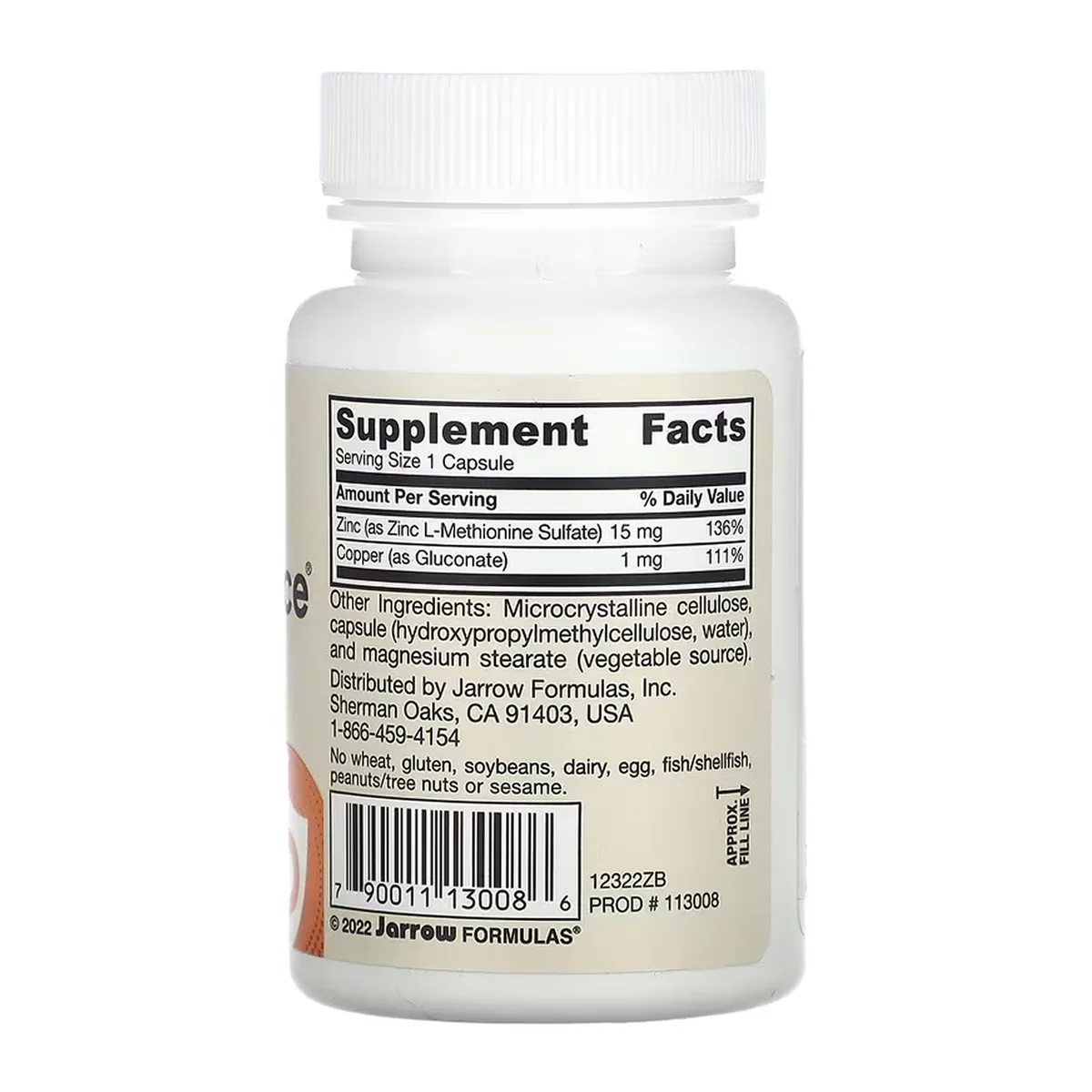 Цинк Баланс Jarrow Formulas 100 капсул Без ГМО Без глютену