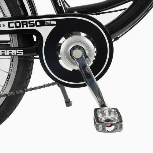 Городской велосипед Corso Polaris 26 дюймов стальная рама 7 скоростей для прогулок и активного отдыха с корзиной