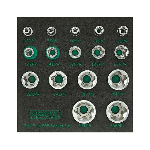 Набір головок Torx Plus 16 од. 1/4" 3/8" 1/2" в ложементі EPR метал 6-32 мм
