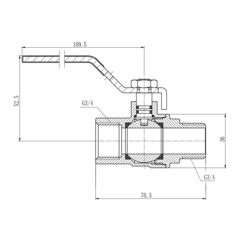 Кран кульовий 3/4" ВЗ для газу латунний Thermo Alliance Forte 25000 циклів