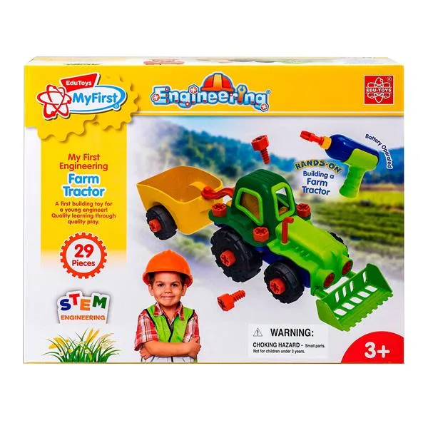 Конструктор Edu-Toys Трактор з шуруповертом 29 деталей різнокольоровий 30х30х20 см
