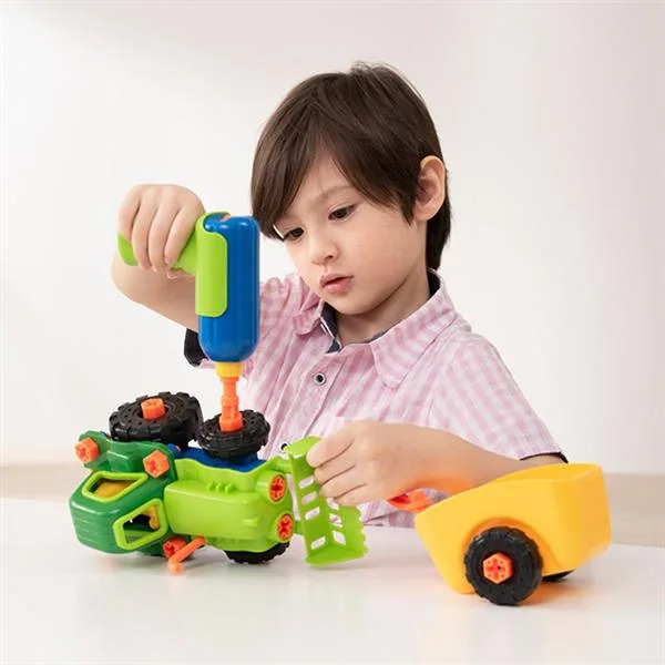 Конструктор Edu-Toys Трактор з шуруповертом 29 деталей різнокольоровий 30х30х20 см