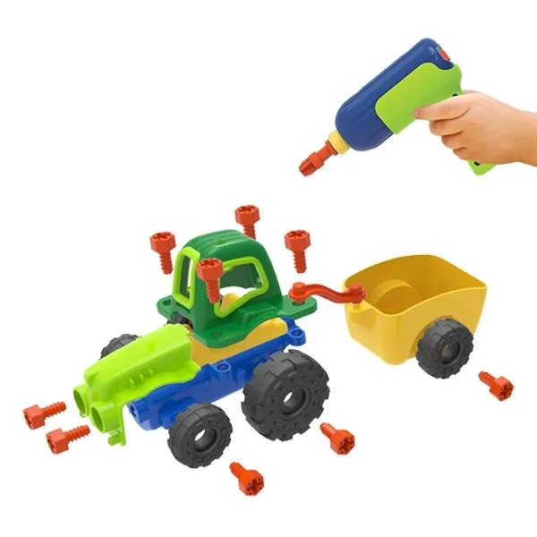 Конструктор Edu-Toys Трактор з шуруповертом 29 деталей різнокольоровий 30х30х20 см